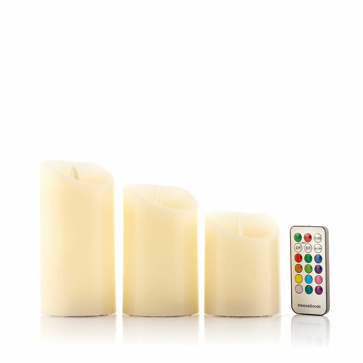 Mehrfarbige LED-Kerzen Flammeneffekt mit Fernbedienung Lendles InnovaGoods Weiß 3 Stück (Restauriert A) — Bild 1