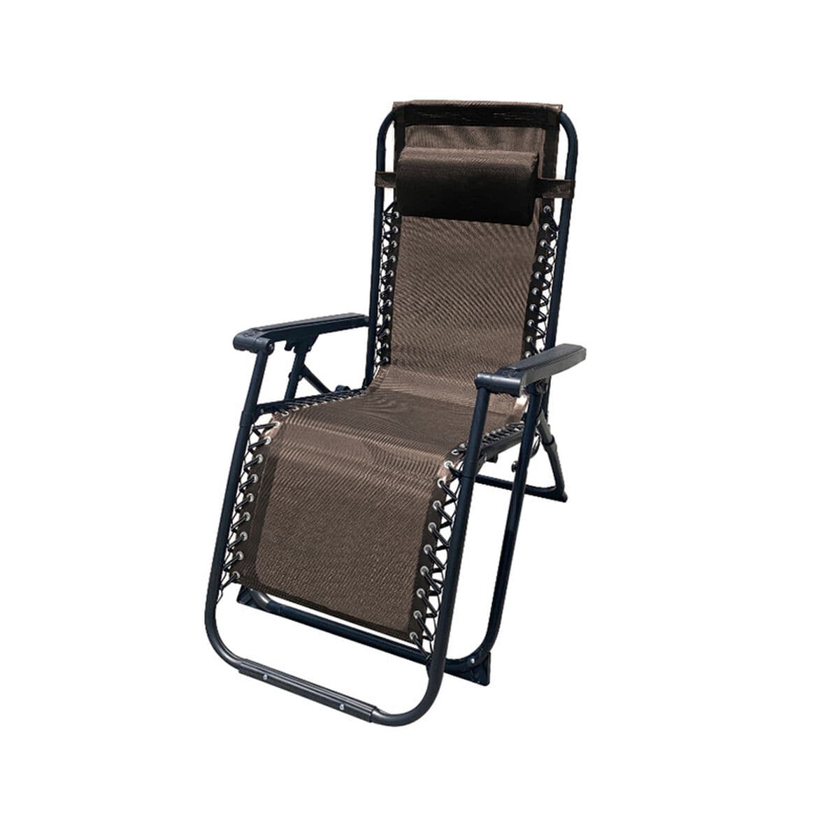 Marbueno Klappbarer Stahlliegestuhl mit Kissen Garten und Pool 90X66X108 cm Schwerkraft null Braun 10007 — Bild 1
