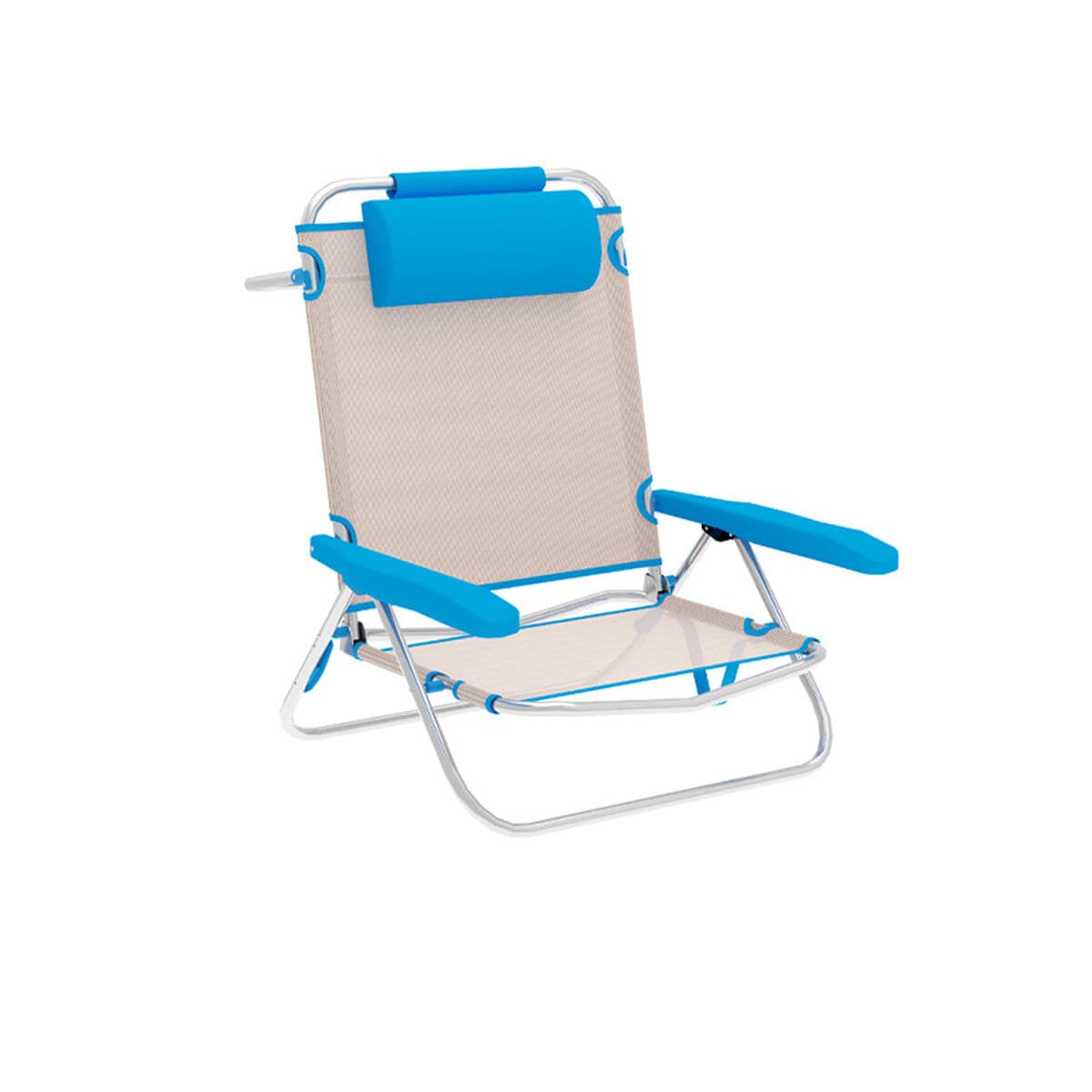 Marbueno Klappstuhl 5 Positionen Aluminium mit Kissen Beige/Blau Strand und Pool 61X68X82 cm 10172 — Bild 1
