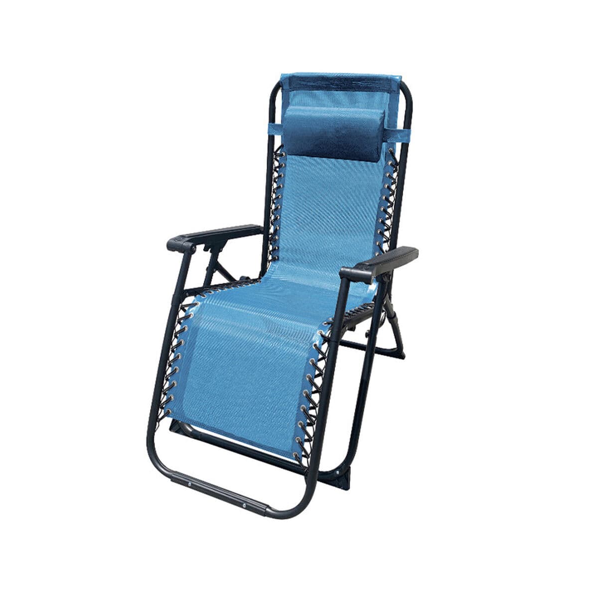 Marbueno Klappbarer Stahlliegestuhl mit Kissen Garten und Pool 90x66x108 cm Null Schwerkraft Blau 10345 — Bild 1