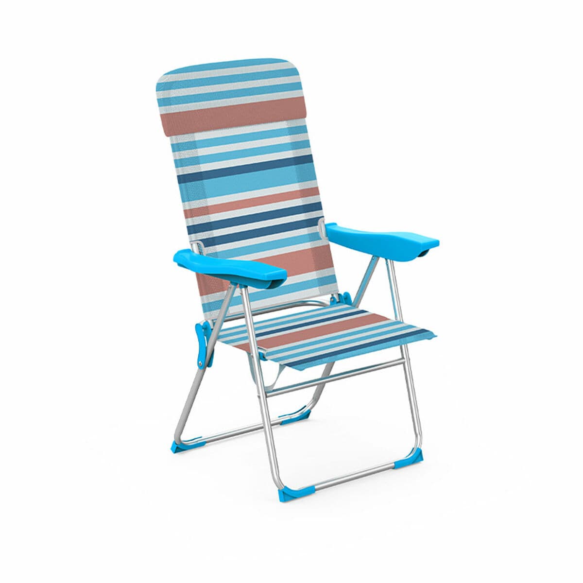 Marbueno Klappstuhl 5 Positionen Aluminium mit Kissen Orange Blau 69X58X110 cm 10465 — Bild 1