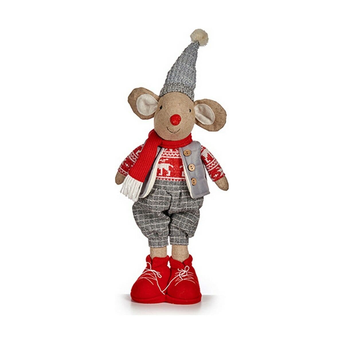 Weihnachtsschmuck Krist+ Weiß Rot Grau Creme Mouse Weihnachten 48 cm 16 x 60 x 20 cm — Bild 1
