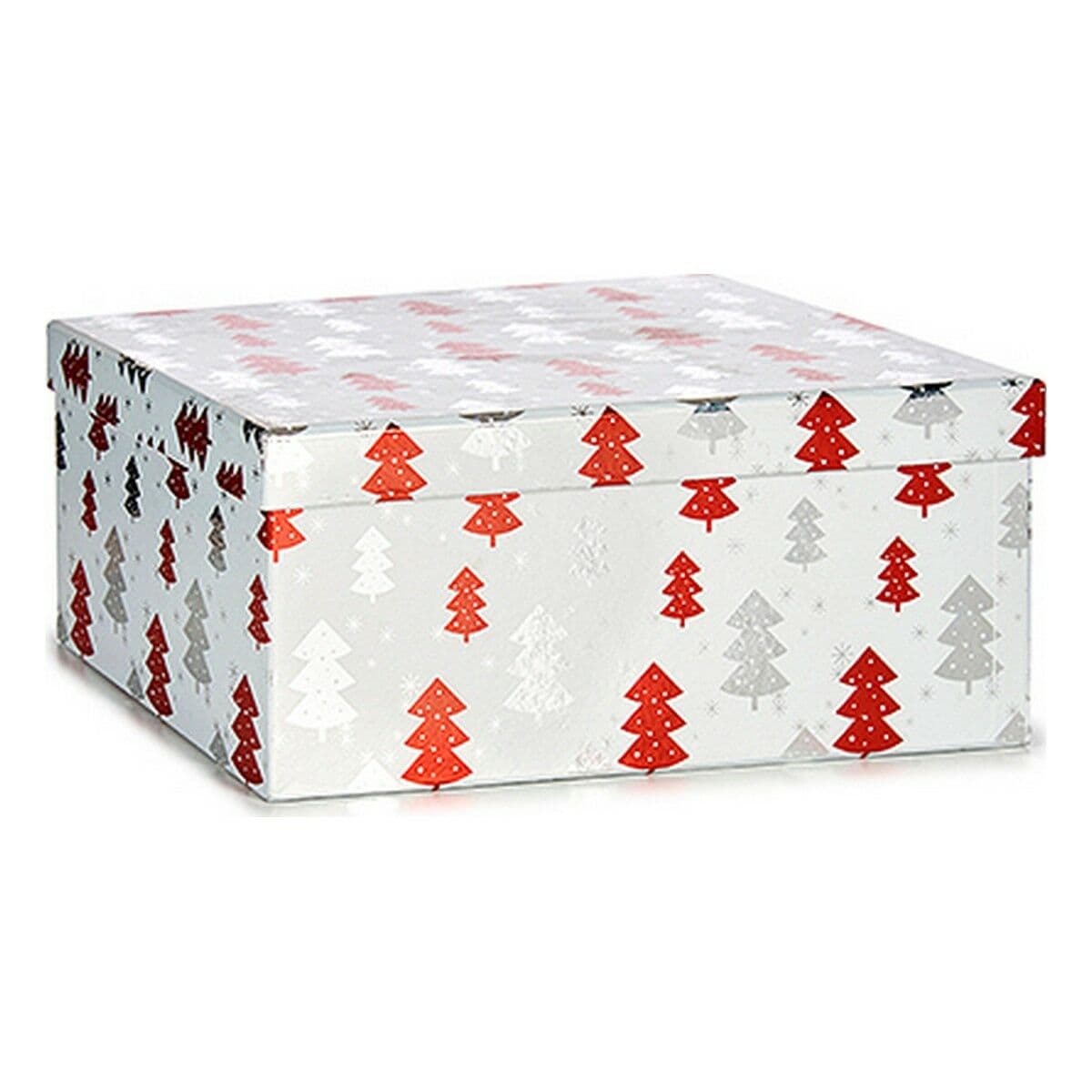 Geschenkbox Krist+ Weiß Rot Silberfarben Silber Weihnachten Weihnachtsbaum 28,5 x 17 x 37,5 cm — Bild 1